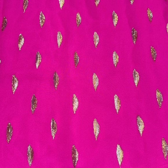 NWT Lily Pulitzer Blouse Extra Small XS Pink Gold Bell Sleeve Silk Top Boho - Picture 6 of 7